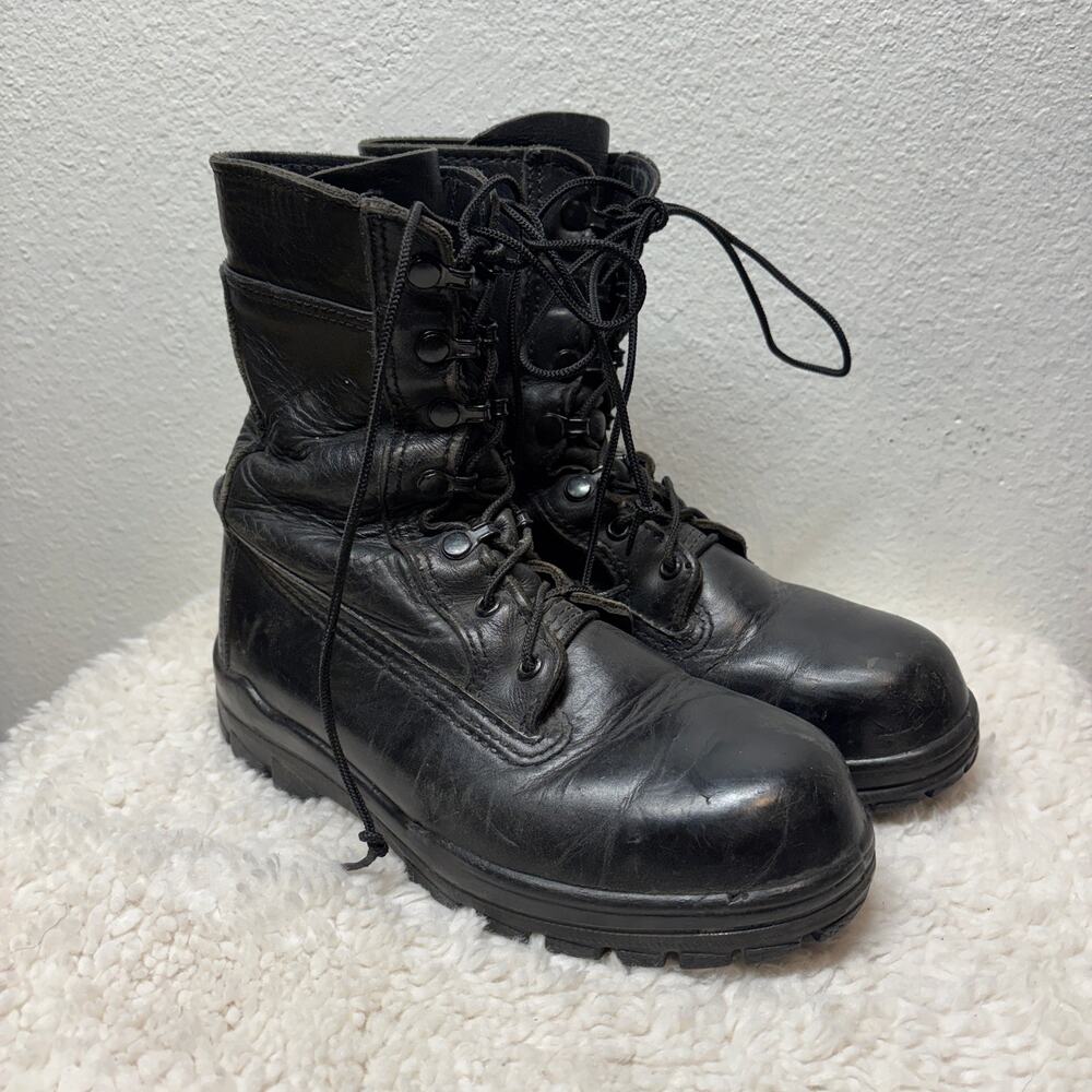 Bates Boots Mens 8.5M Black DuraShocks Steel-Toe Leather Oil Resistant Workwear